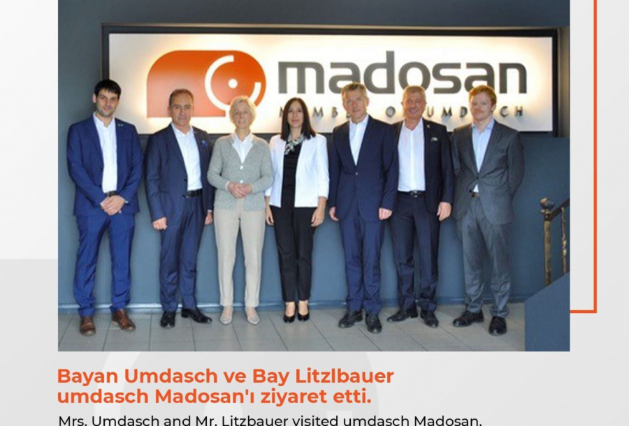 Umdasch Group leadership team posing for a group photo during their visit to the umdasch Madosan factory.
