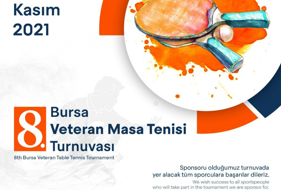 The banner displaying umdasch Madosan's sponsorship for the Veteran Table Tennis Tournament.