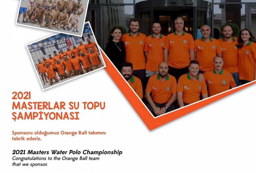 Orange Ball team, sponsored by umdasch Madosan, at the Masters Water Polo Championship.